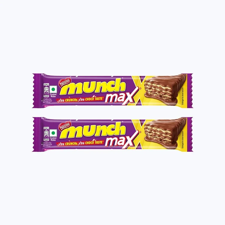 Nestle Munch Max Choco Coated Crunchy Wafer Chocolate - Pack of 2