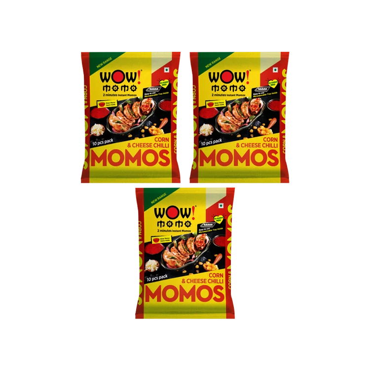Wow! Momo Corn & Cheese Chilli Momos - Pack of 3