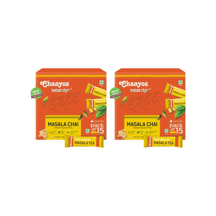 Chaayos Masala Instant Tea Premix Regular Sugar - Pack of 2
