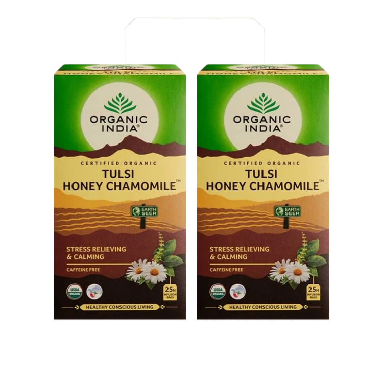 Organic India Tulsi Honey Chamomile Tea Bags - Pack of 2