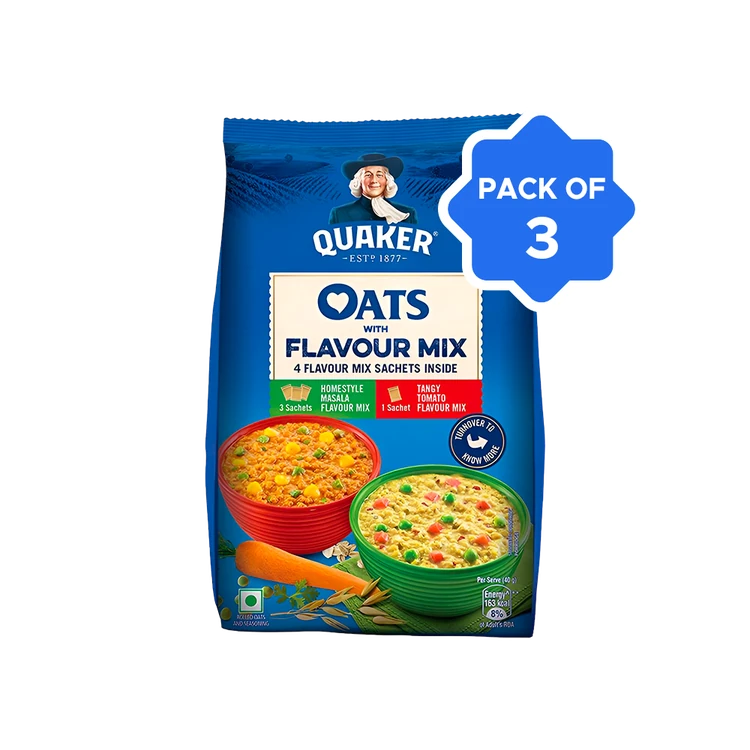 Quaker Flavour Mix Rolled Oats - Pack of 3