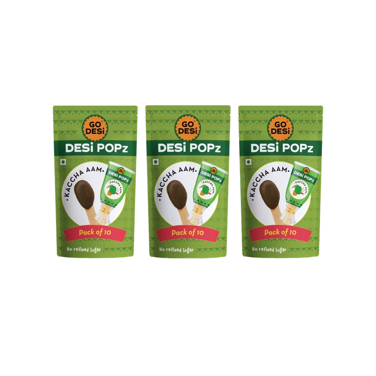 GO DESI Kaccha Aam Desi Popz Lollipop Candy - Pack of 3