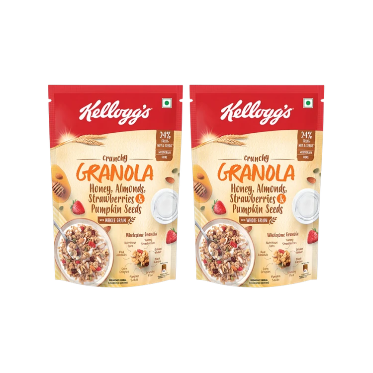 Kellogg's Crunchy Muesli Granola Cereal (Almonds, Strawberries & Pumpkin Seeds) - Pack of 2