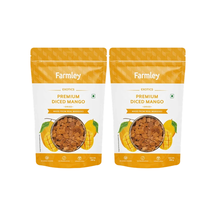 Farmley Exotics Premium Diced Dried Mango - Pack of 2 (Ona Maavina Hannu)