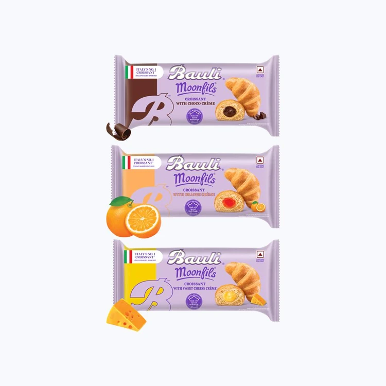Bauli Moonfils Chocolate Crème Croissant +  Moonfils Sweet Cheese Crème Soft Croissant +  Moonfils Orange Crème Soft Croissant Combo