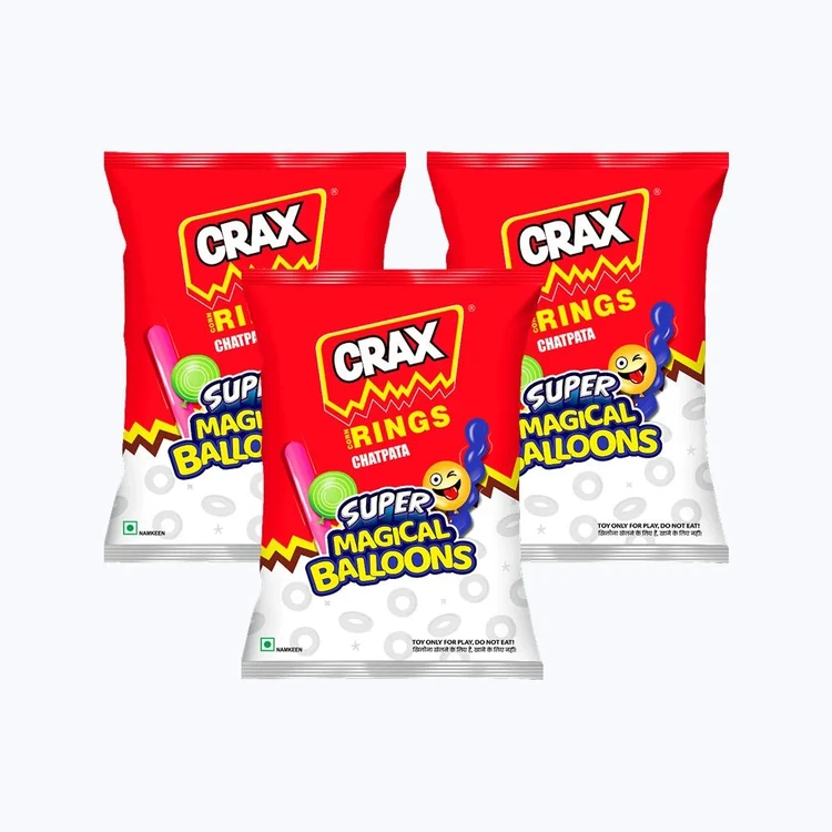 Crax Corn Rings Chatpata Masala Puffs Snacks - with Super Toys - Combo of 3