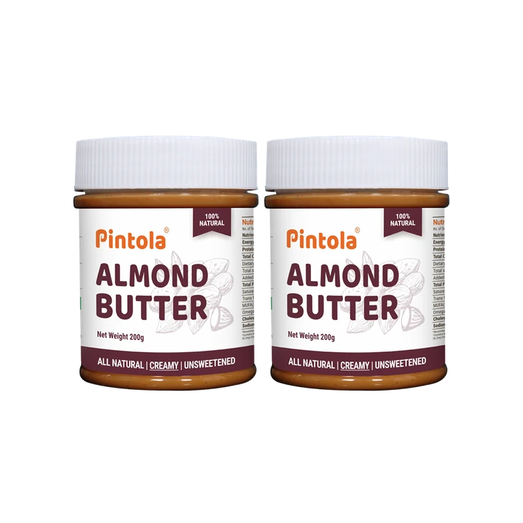 Pintola Unsweetened Creamy Almond Butter - Pack of 2