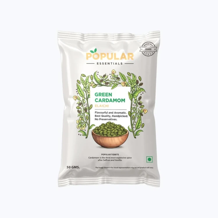 Popular Essentials Premium Green Cardamom Whole (Elaichi) (Hasiru Yelakki)