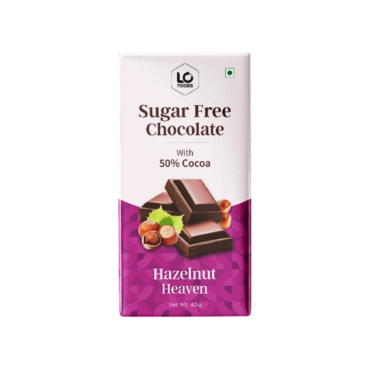 Lo! Foods Sugar Free Dark Chocolate Bar (Hazelnut Heaven)