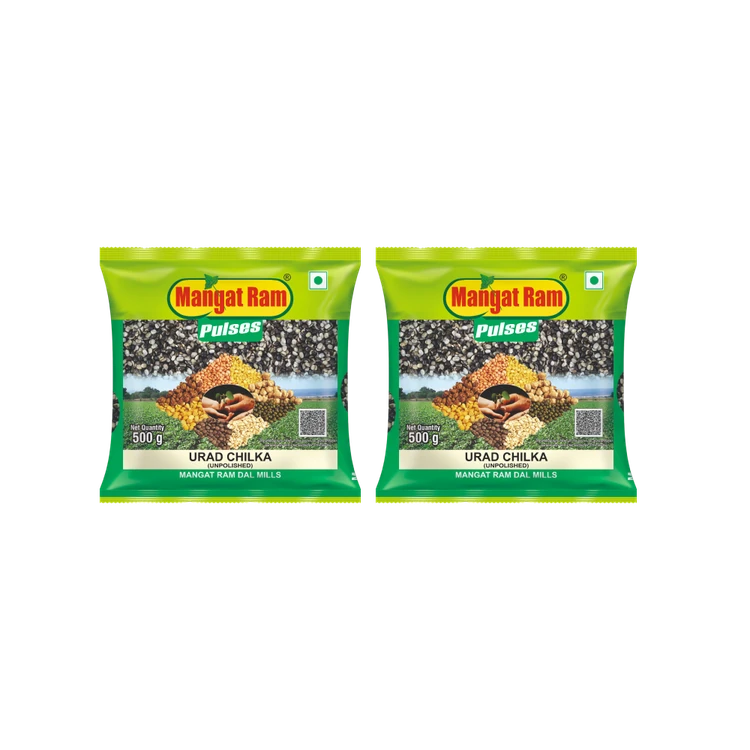 Mangat Ram Unpolished Urad Dal (Chilka) - Pack of 2 (Sippeyotta Uddina Bele)