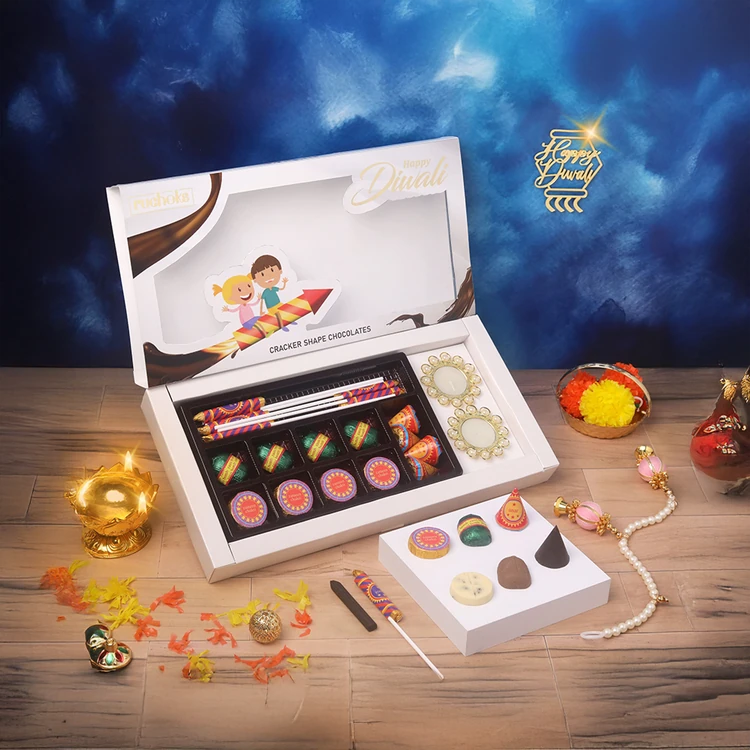 Ruchoks Premium Cracker Chocolate & Candles Diwali Gift Box
