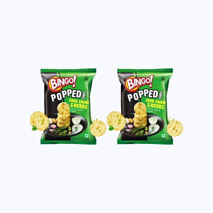 Bingo Popped Sour Cream & Herbs Potato Chips - Pack of 2