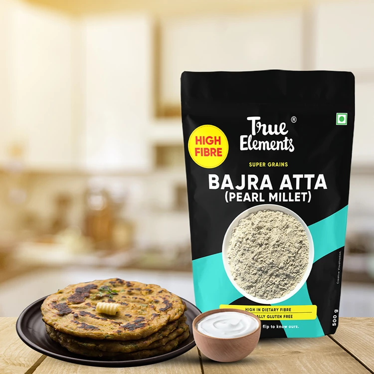 True Elements Bajra Flour (Pearl Millet) - 500 g (Sajje Hittu)
