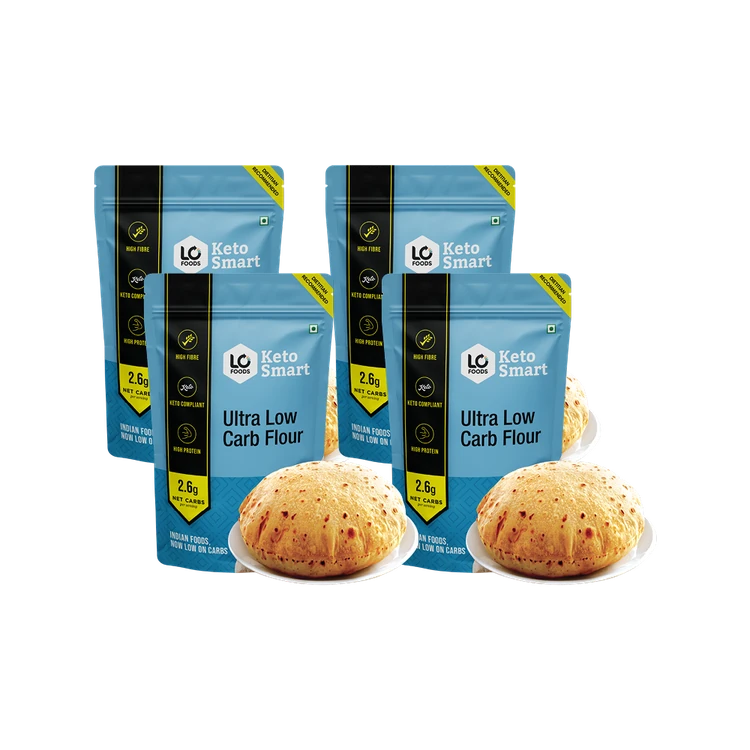 Lo! Foods Ultra Low Carb Keto Atta (Contains Almond flour) - Pack of 4 (Godihittu)