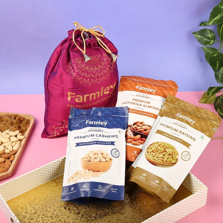 Farmley Mix Dry Fruit Diwali Gift Potli (Ona Kaayi Potli)