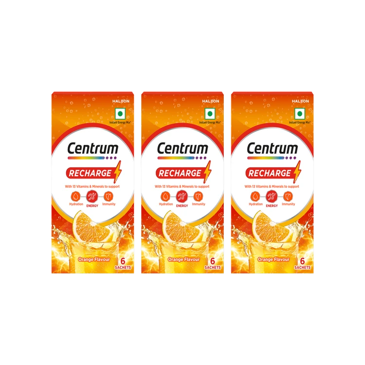 Centrum Recharge Multivitamin Powder Energy Drink Mix - Pack of 3