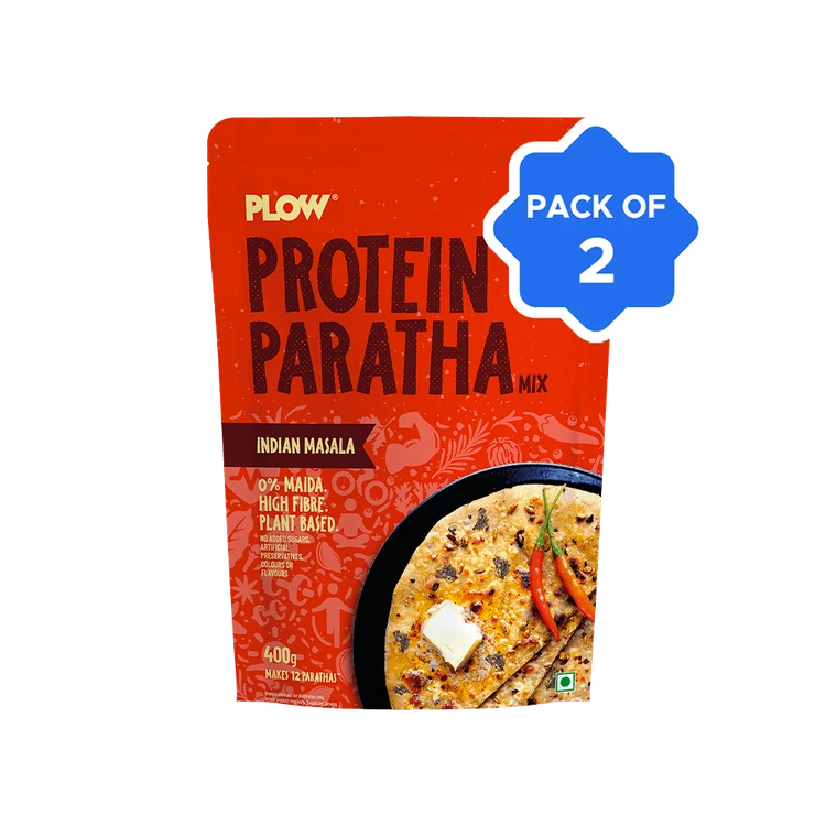 Plow Protein Paratha Flour Mix (Indian Masala) - Plant Based - Pack of 2