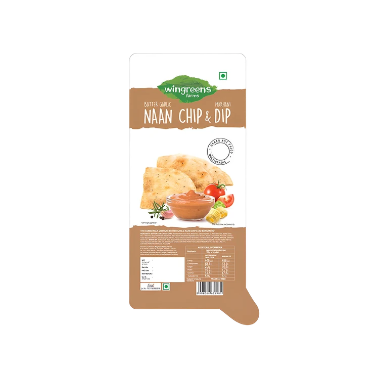 Wingreens Farms Butter Garlic Naan Chips with Makhani Dip