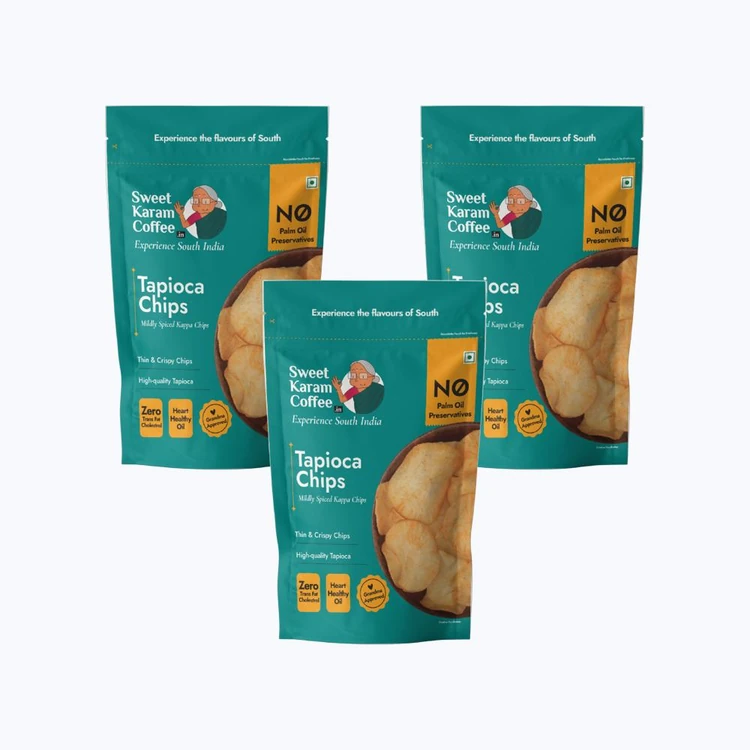 Sweet Karam Coffee Tapioca Chips - No Palm Oil - Pack of 3