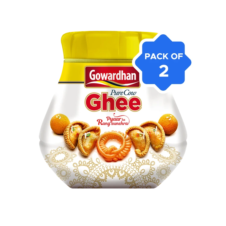 Gowardhan Premium Cow Ghee - Pack of 2 (Hasuvina Tuppa)