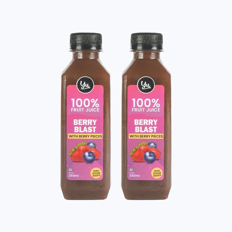 Yu Berry Blast 100% Fruit Juice With Berry Pieces - Pack of 2