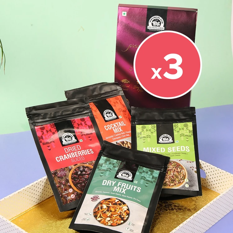 Wonderland Foods Premium Dry Fruits Gift Pack - Pack of 3 (Dry Fruits Udugore Pack)