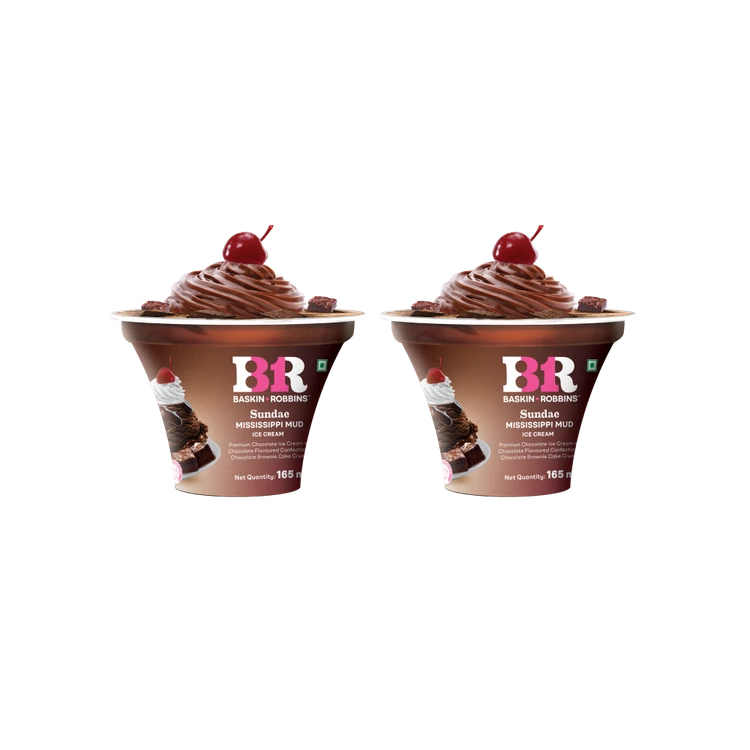 Baskin Robbins Missisippi Mud Sundae Ice Cream Cup - Pack of 2