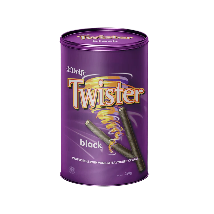 Delfi Twister Black Wafer Roll With Vanilla Cream