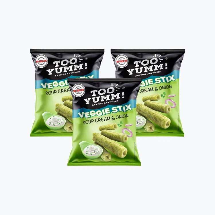 Too Yumm Veggie Stix Sour Cream & Onion Crisps - Pack of 3