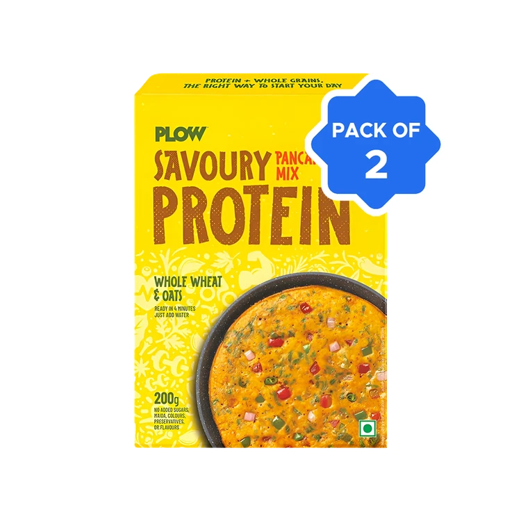 Plow Protein Savoury Pancake Mix (Oats + Whole Wheat) - Zero Sugar - Pack of 2