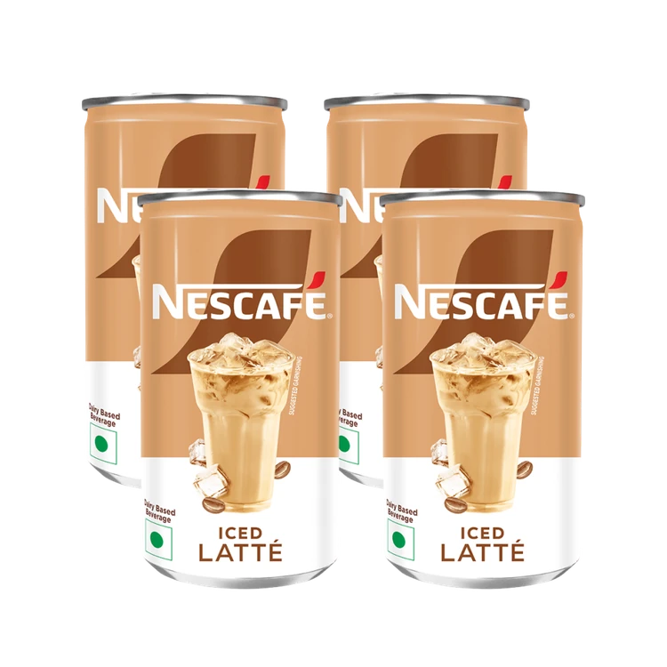 Nescafe Cafe Style Cold Coffee, Iced Latte - Pack of 4