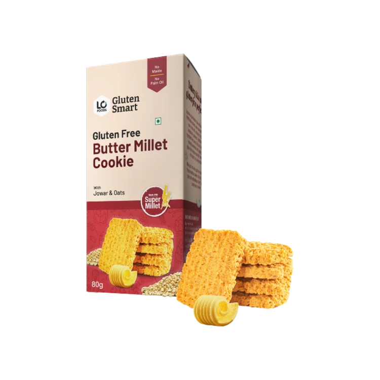 Lo! Foods Gluten Free Butter Millet Cookies (No Maida)