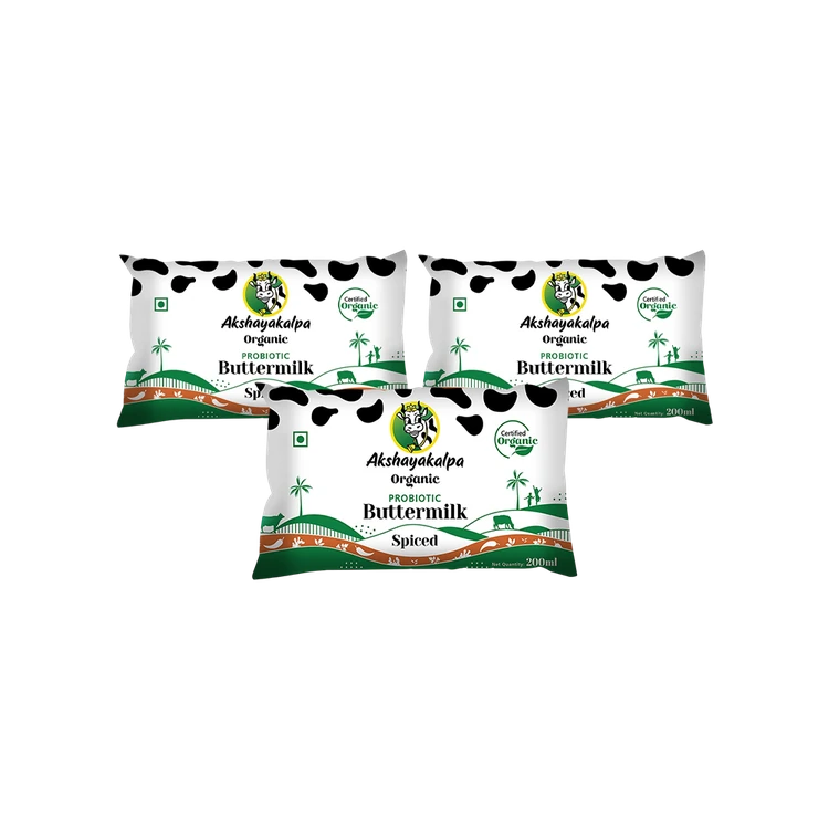 Akshayakalpa Organic Spiced Salted Buttermilk - Pack of 3