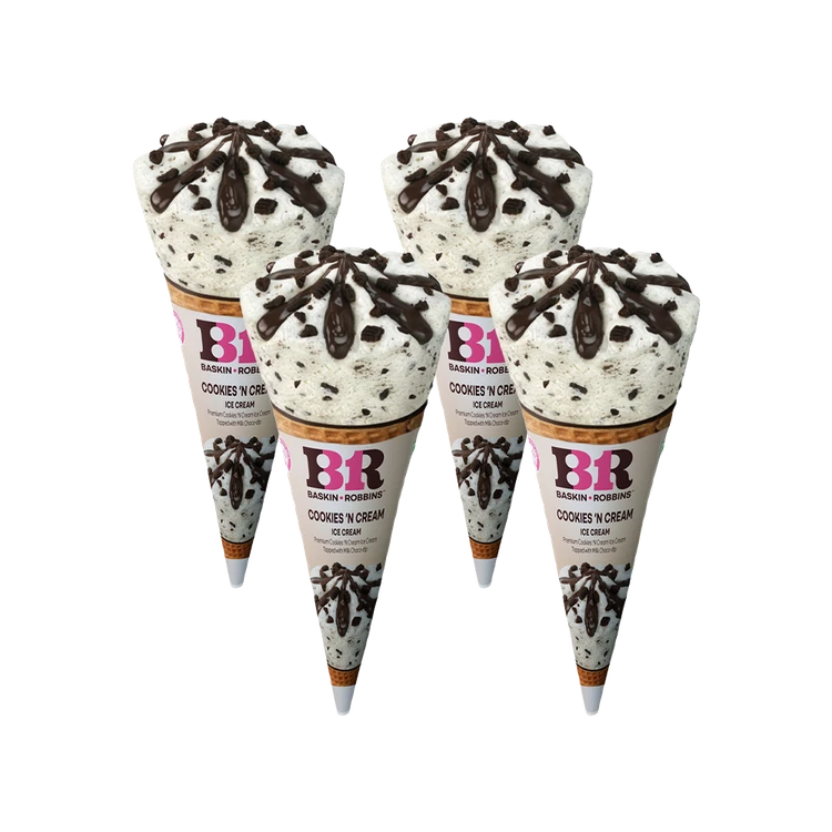 Baskin Robbins Cookies n Cream Ice Cream Cone - Pack of 4