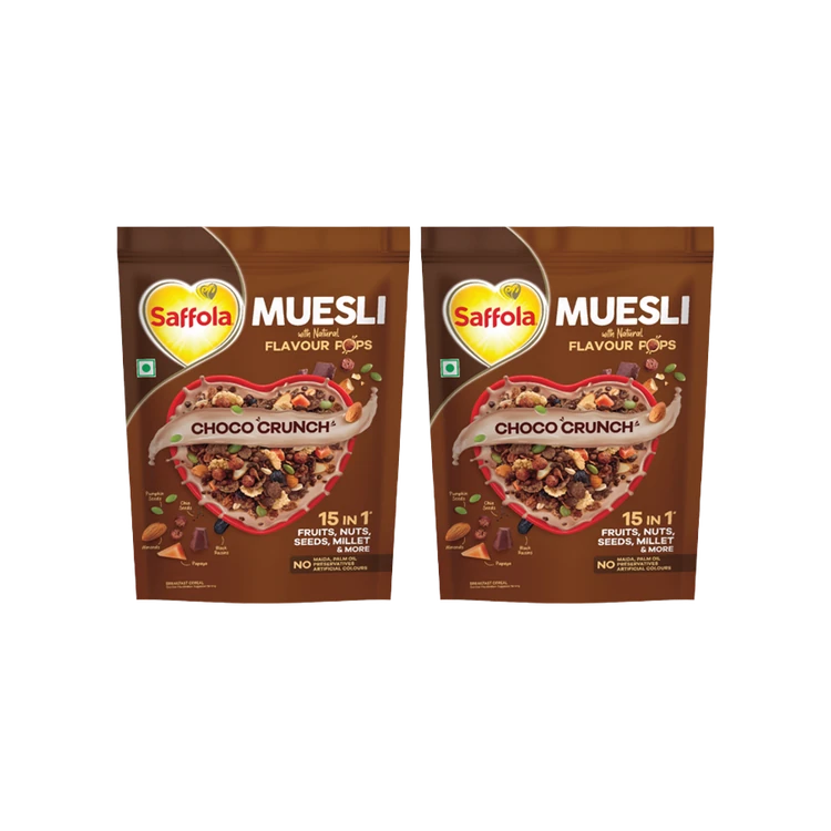 Saffola Muesli Choco Crunch with Flavour Pops - Pack of 2