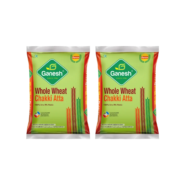 Ganesh Whole Wheat Chakki Atta - Pack of 2 (Godihittu)