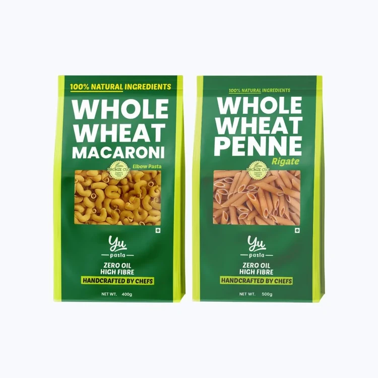 Yu 100% Whole Wheat Penne Pasta +  100% Whole Wheat Elbow Macaroni Pasta Combo