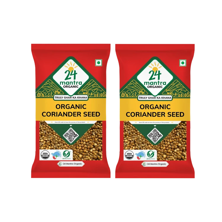 24 Mantra Organic Coriander Seeds / Dhaniya Seeds - Pack of 2