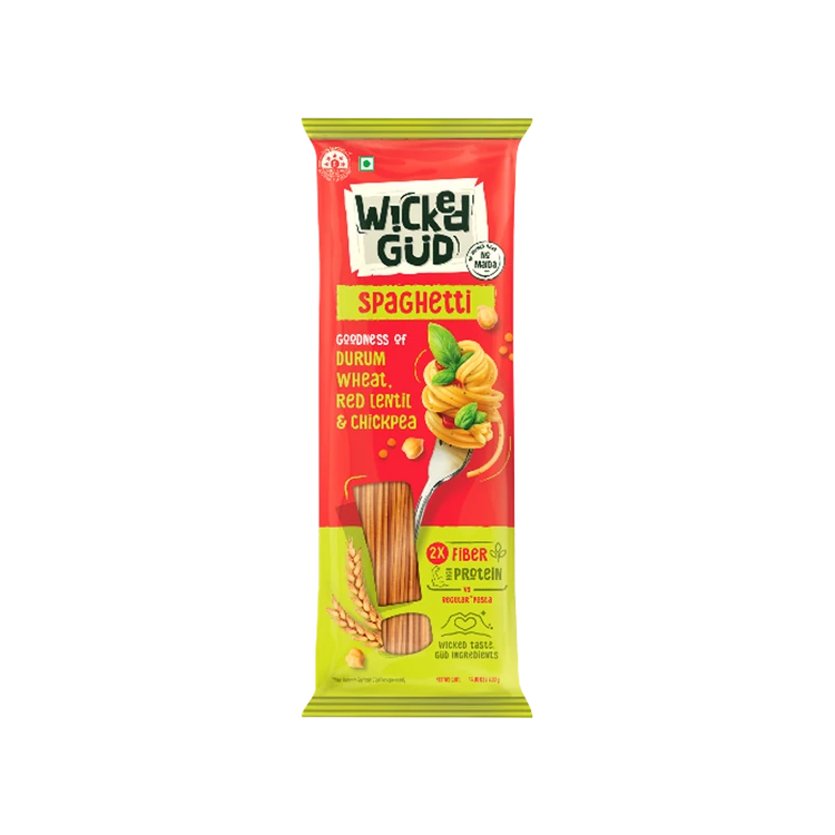 WickedGud 2X Fiber Protein Spaghetti Pasta (No Maida, Durum Wheat)