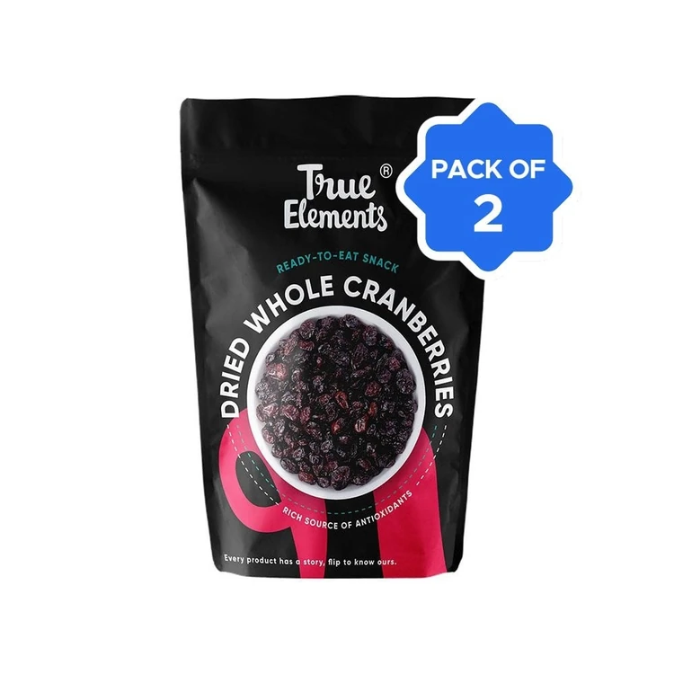 True Elements Whole Dried Cranberries - Pack of 2 (Ona Cranberries)