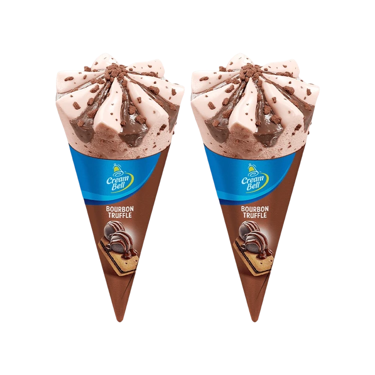 Cream Bell Bourbon Truffle Frozen Dessert Cone - Pack of 2