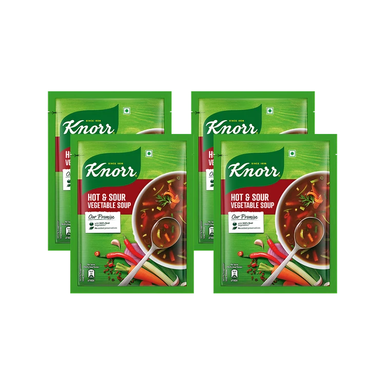 Knorr Hot & Sour Vegetable Soup with No Added Preservatives - Pack of 4