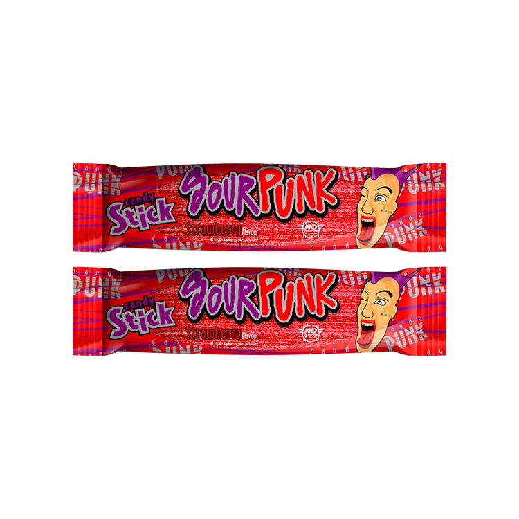 Sour Punk Strawberry Flavour Stick Candy - Pack of 2