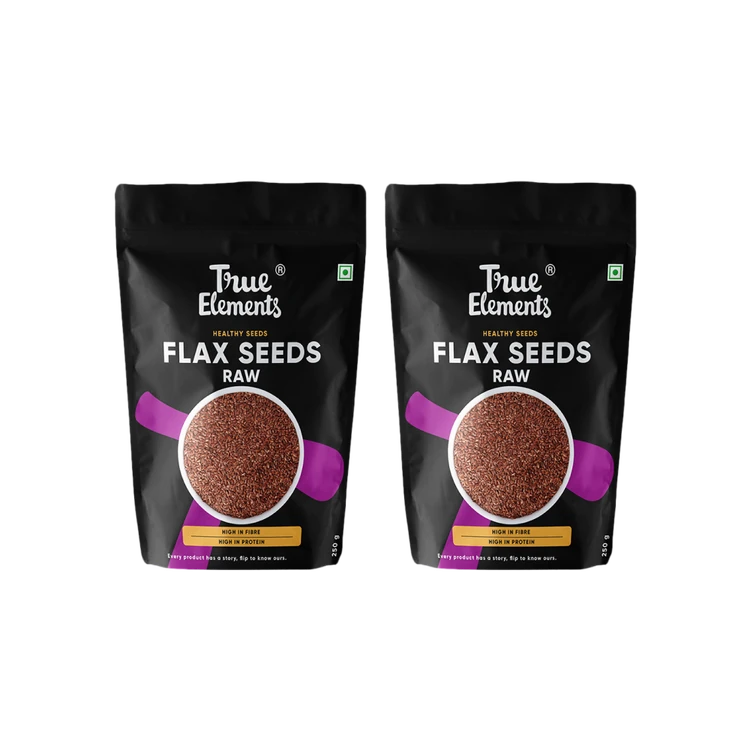 True Elements Flax Seeds - Fibre and Protein Rich - Pack of 2 (Agase Beeja)
