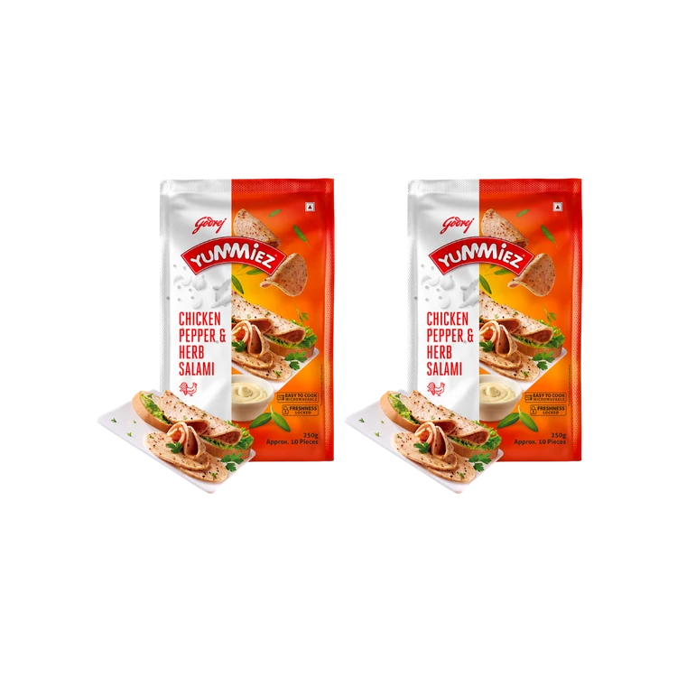 Godrej Yummiez Chicken Pepper & Herb Salami (Frozen) - Pack of 2
