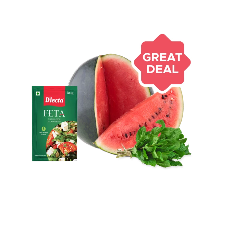 Kiran Watermelon + D'lecta Natural Feta Cheese + Mint Leaves Combo
