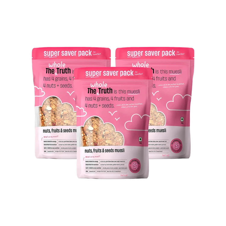 The Whole Truth Nuts, Fruits & Seeds Muesli - Pack of 3