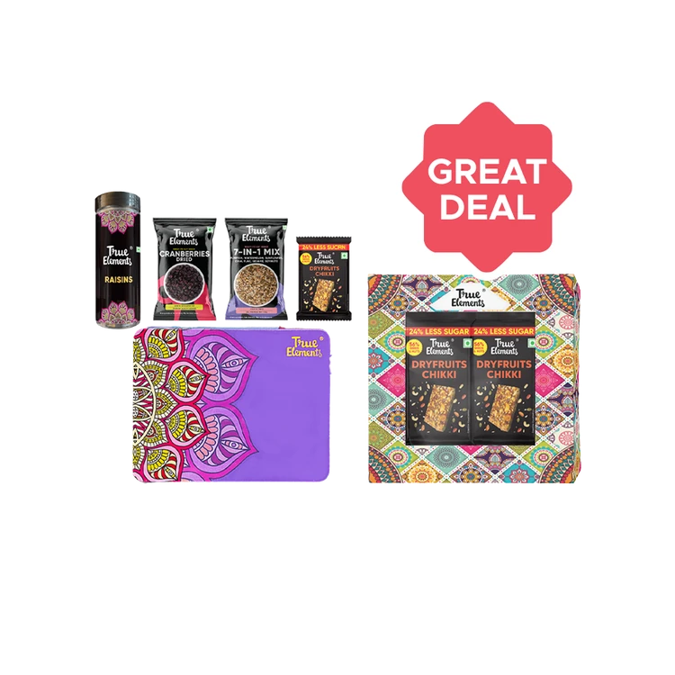True Elements Festive Delights Dry Fruits Gift Pack Delight Hamper +  Diwali Dry Fruit Potli Combo