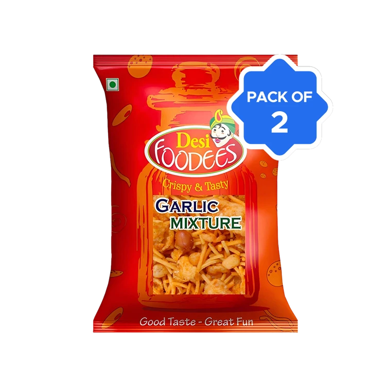 Desi Foodees Garlic Mixture Namkeen - Pack of 2