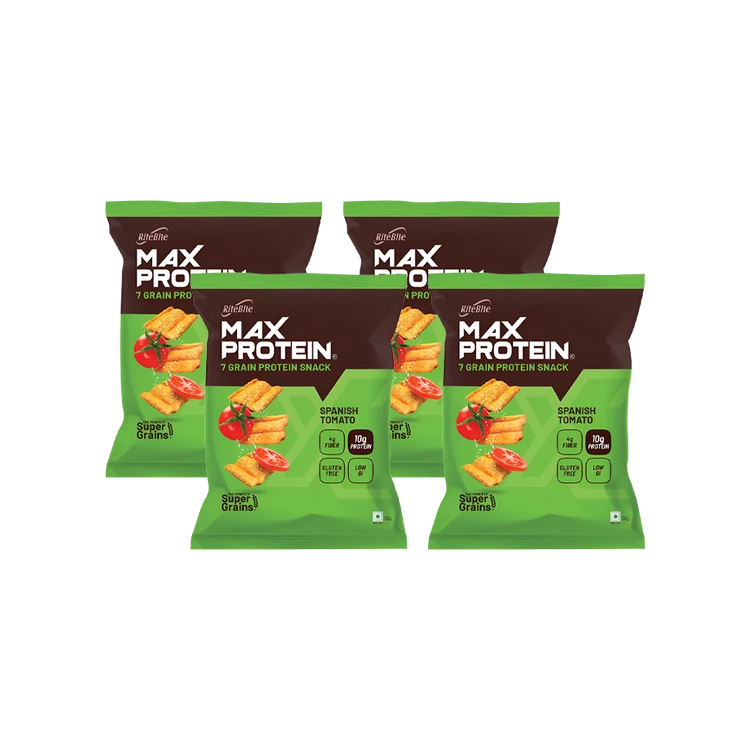 RiteBite Max Protein Spanish Tomato 10 g Protein Multigrain Chips - Pack of 4